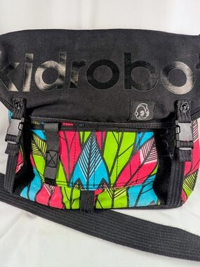 Kidrobot x Supakitch Neon Leaf Messenger Bag Crossbody Tote • Rare Streetwear